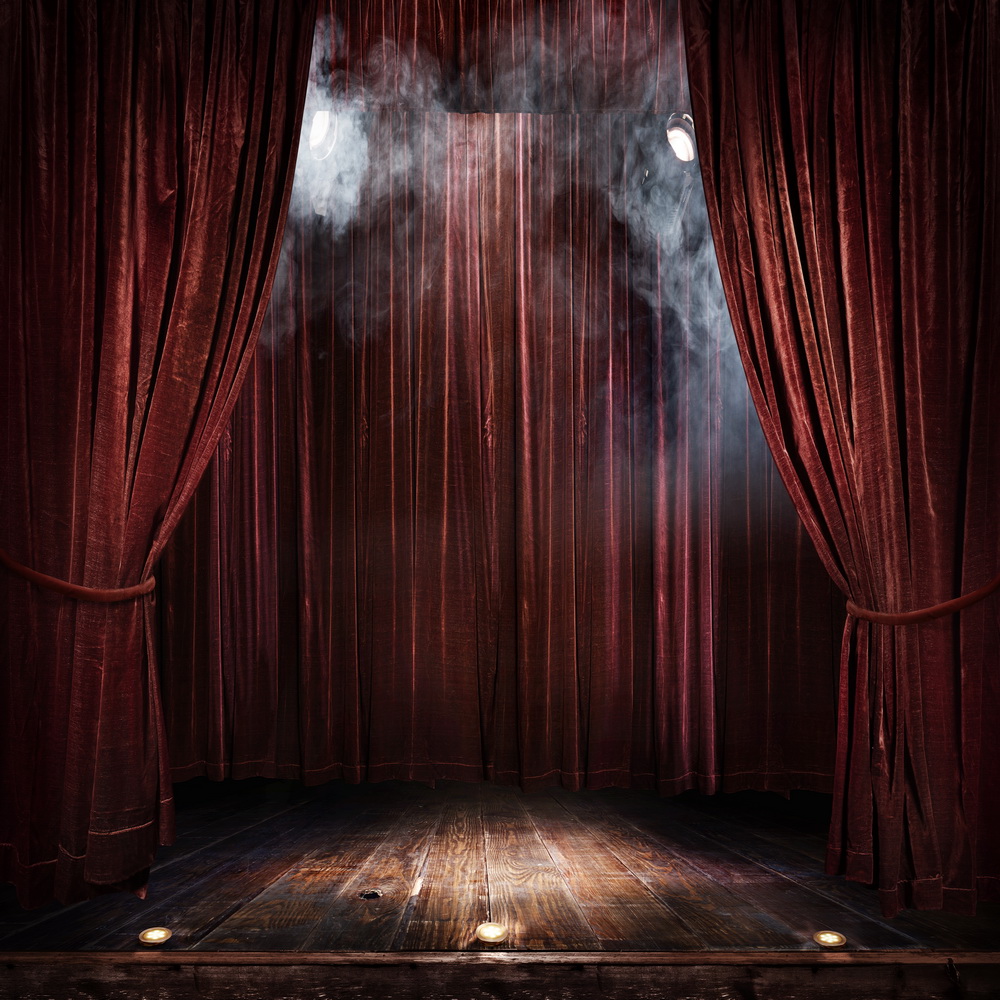 Magic theater stage red curtains Show Spotlight